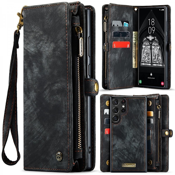 CaseMe Multi-Slot 2 i 1 Plånboksfodral Galaxy S24 Ultra Musta
