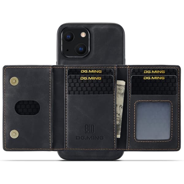 DG.MING 2 i 1 Magnetisk kortholder etui iPhone 14 Sort