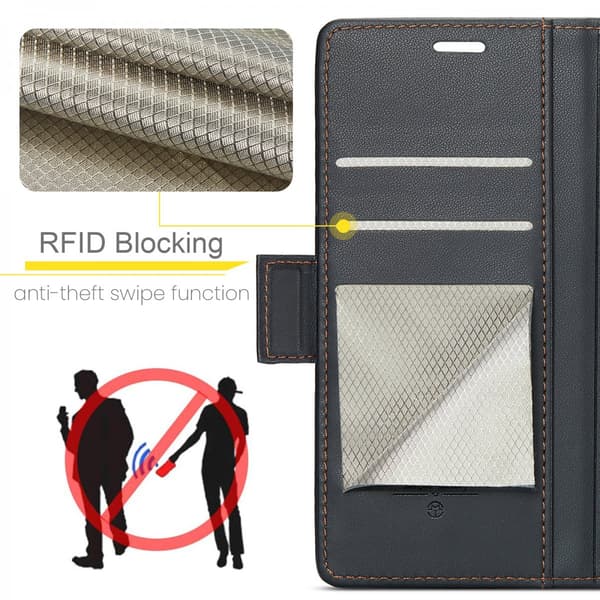 CaseMe Slim Plånboksfodral RFID-skydd Samsung Galaxy A17 Svart