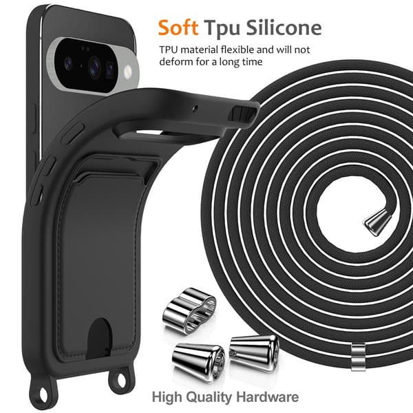 Skal Google Pixel 10 Halsband & Kortfack Svart