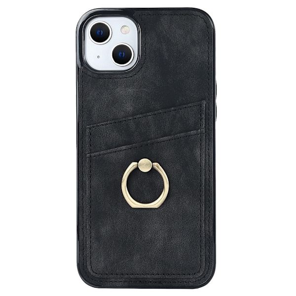 iPhone 14 Plus Kortlomme Skal Ring Sort