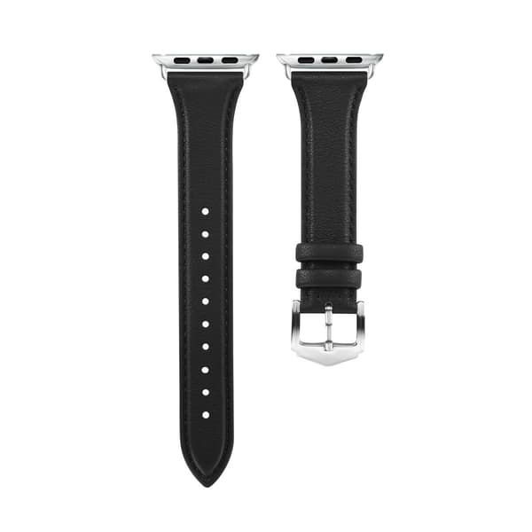 Smalt Læderarmbånd Apple Watch 45mm Series 9 Sort