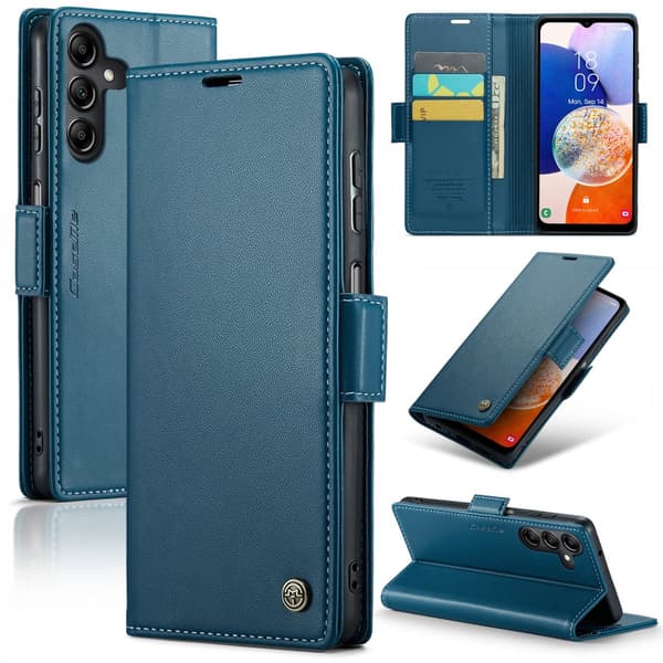 CaseMe Slim Pungetui RFID-beskyttelse Samsung Galaxy A14 Blå