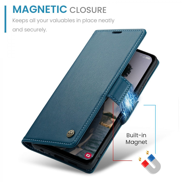 CaseMe Slim Lompakkokotelo RFID-suojalla Samsung Galaxy A15 Sininen