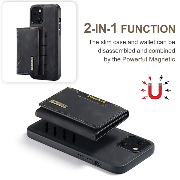 DG.MING 2 in 1 Magnetic Card Slot Case iPhone 15 Black