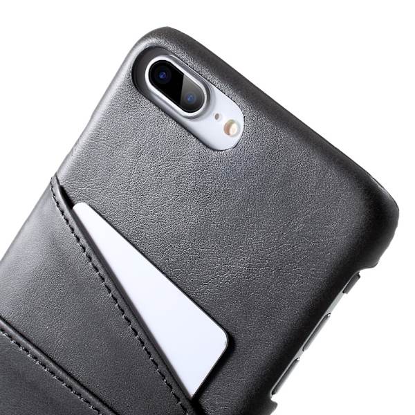Korthållare Läderskal iPhone 7/8 Plus Musta