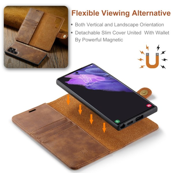 DG.MING 2-in-1 Magnet Wallet Samsung Galaxy S24 Ultra Cognac
