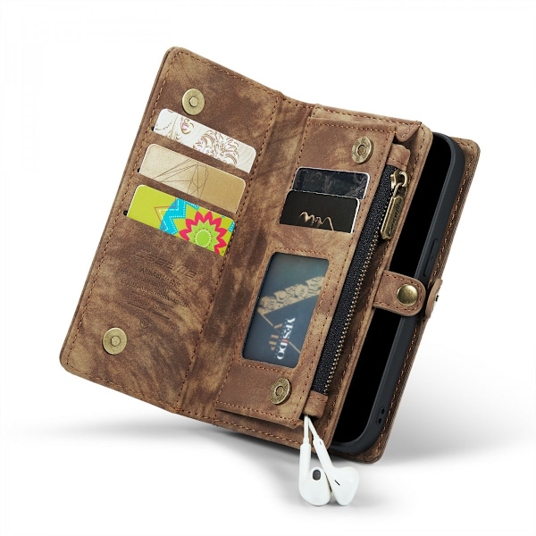 CaseMe Multi-Slot 2 i 1 Lompakkokotelo iPhone 13 Ruskea