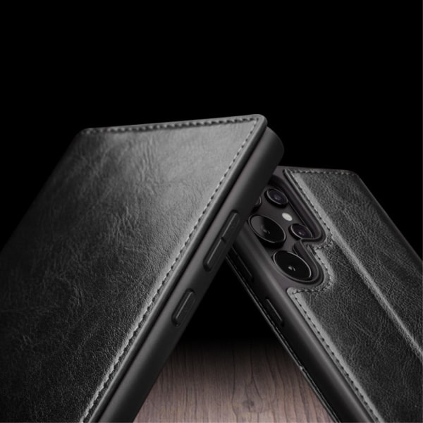 Qialino læder pung etui til Samsung Galaxy S24 Ultra Black