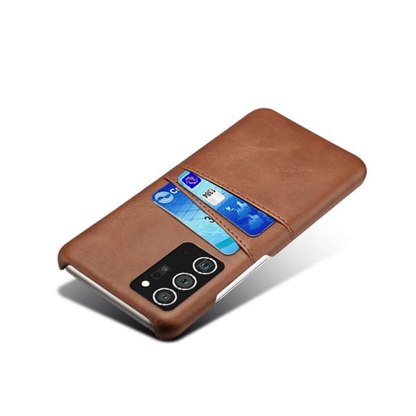 Nahkainen kotelo korttipaikoilla Galaxy Note 20 Ultra Ruskea