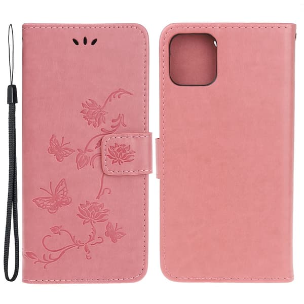 Læderetui Sommerfugle iPhone 13 Pro Rosa