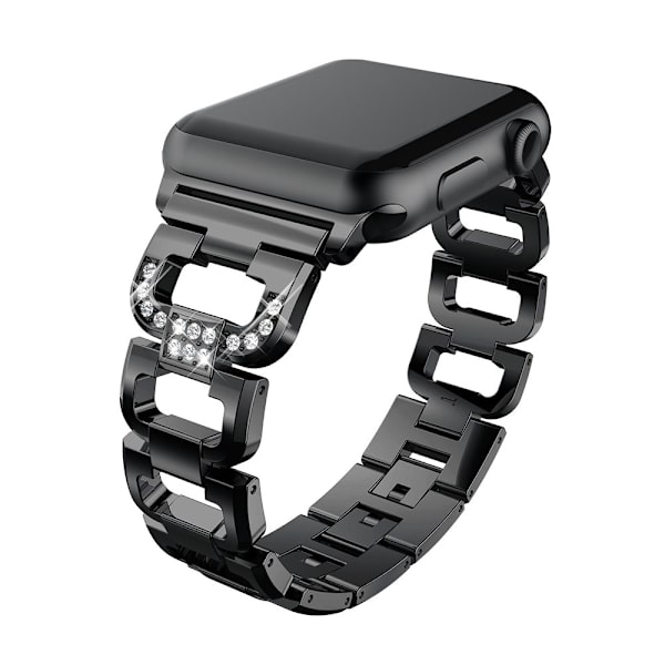 Rhinestone Metal Rem til Apple Watch 45mm Series 9 Sort