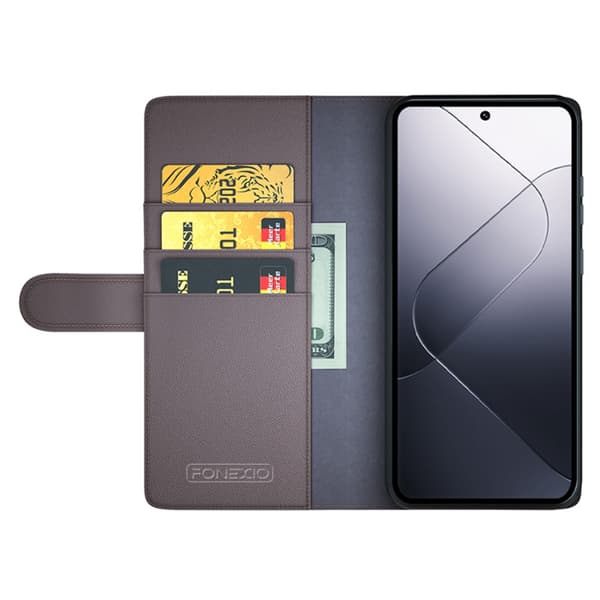 Ægte læderetui Xiaomi 14 Pro Brun