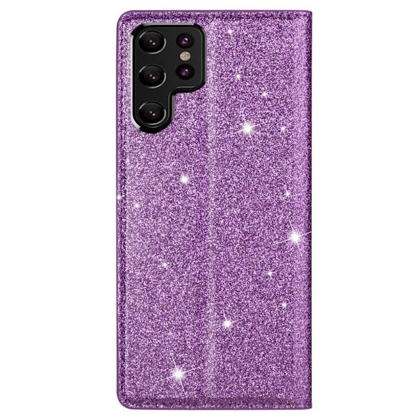 Glitter-lompakkokotelo Samsung Galaxy S22 Ultra Violetti