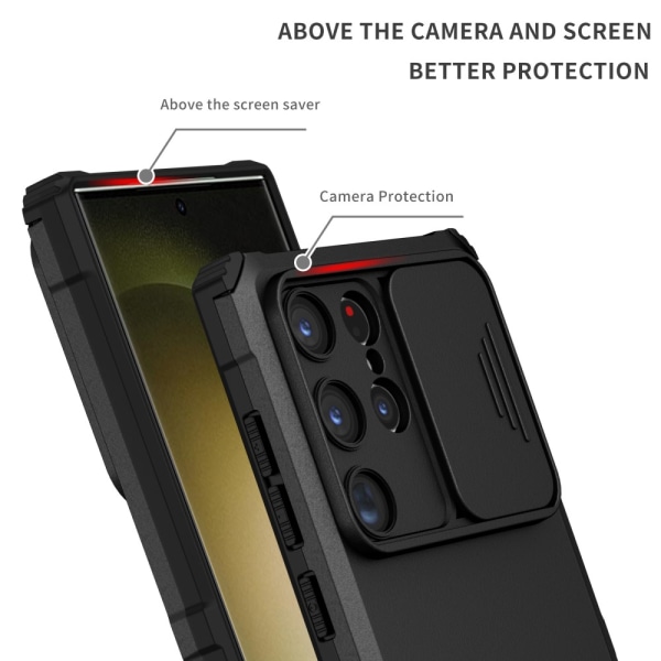 Kickstand Skal Samsung Galaxy S24 Ultra Kameraskydd Svart