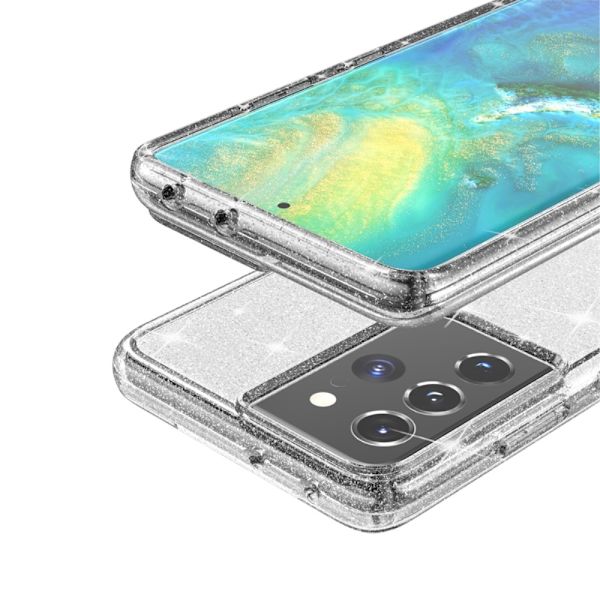 Glitrende Glitter Pulver Design Samsung Galaxy S21 Ultra Clear