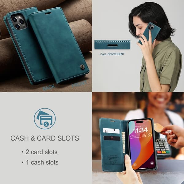 CaseMe Slim Lompakkokotelo iPhone 16 Pro Max Sininen