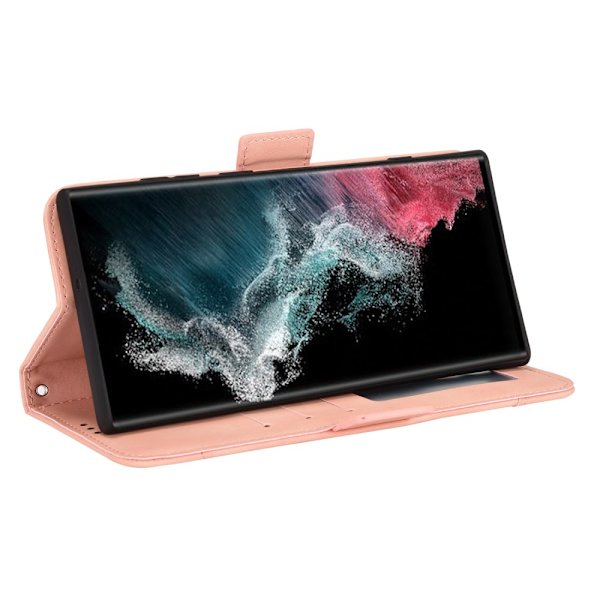 Monikäyttöinen lompakkokotelo Samsung Galaxy S22 Ultra - Pinkki