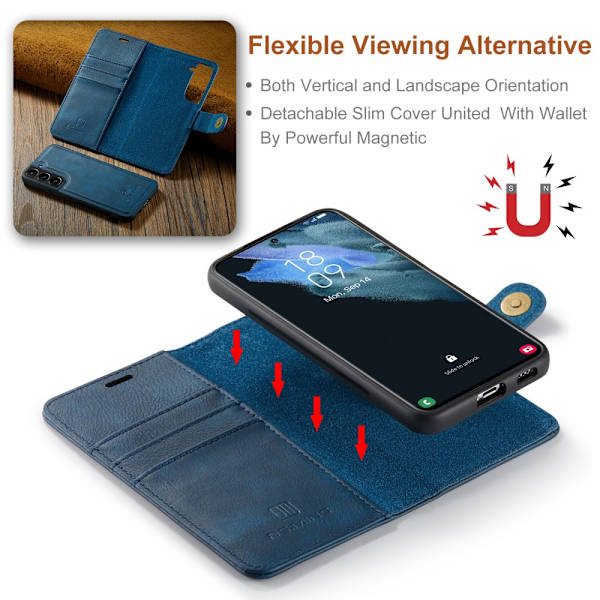 DG.MING 2-in-1 Magnet Wallet Samsung Galaxy S22 Blue