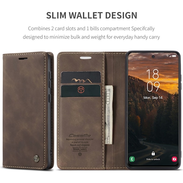 CaseMe Slim Wallet Case Samsung Galaxy S25 Plus Brun