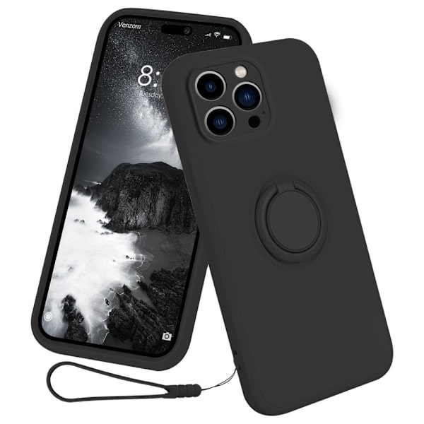 iPhone 16 Pro -kuori rengaspidikkeellä, musta
