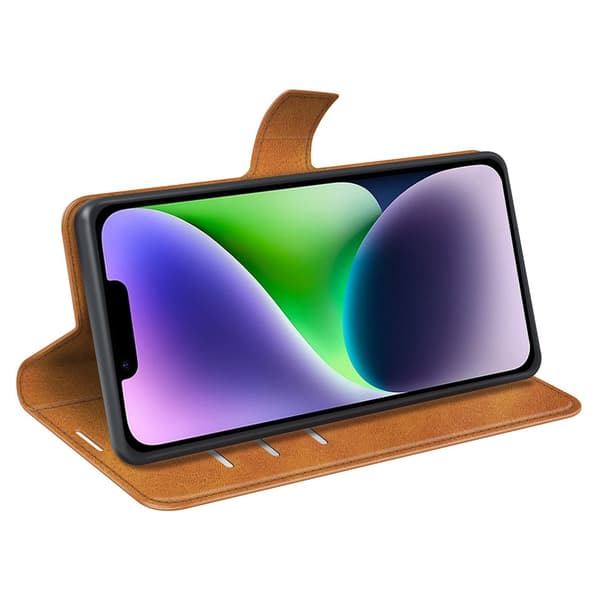 iPhone 15 Wallet Läder Cognac