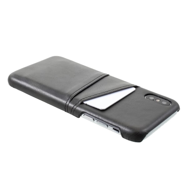 Kortholder Læderskal iPhone X/XS Sort