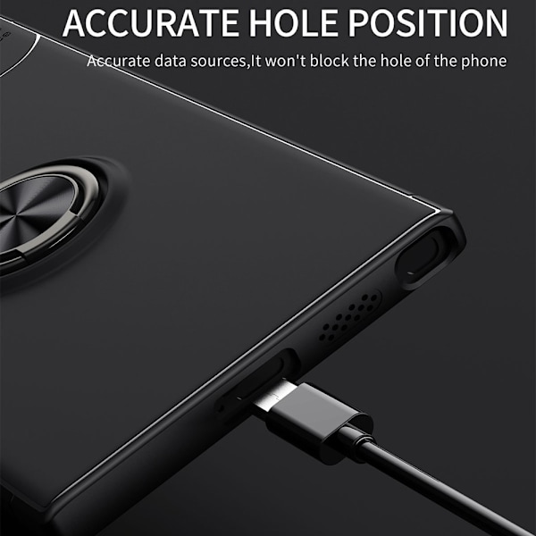 Skal med Ringholder Samsung Galaxy S24 Ultra Sort