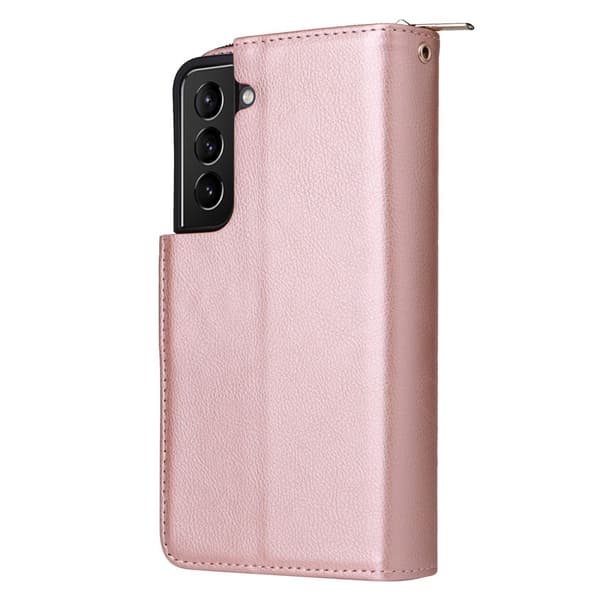 Zipper Magnet Plånboksfodral Läder Samsung Galaxy S23 Roséguld