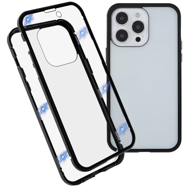 Magnetisk Skal Härdat Glas iPhone 15 Pro Svart