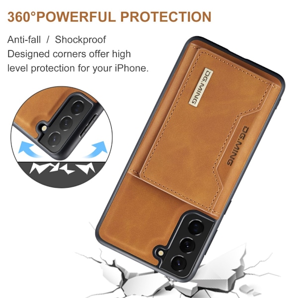 DG.MING 2 in 1 Magnetic Card Slot Case Samsung Galaxy S24 Cognac