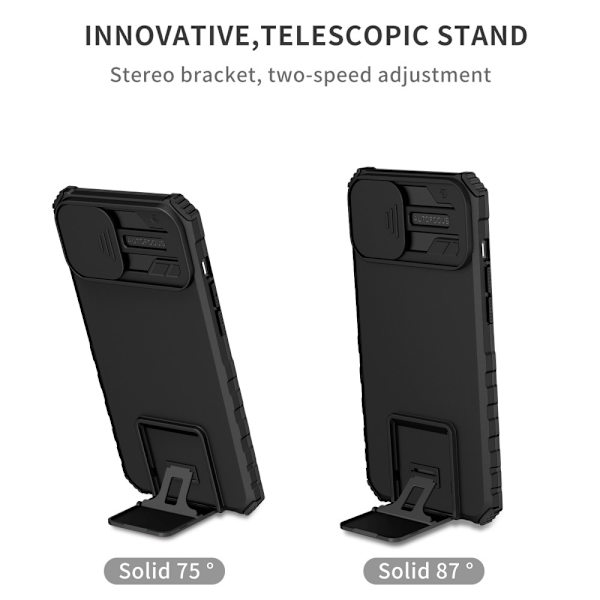 Kickstand Cover iPhone 14 Plus Kamerabeskyttelse Sort