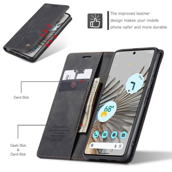 CaseMe Slim Lompakkokotelo Google Pixel 7 Pro Musta