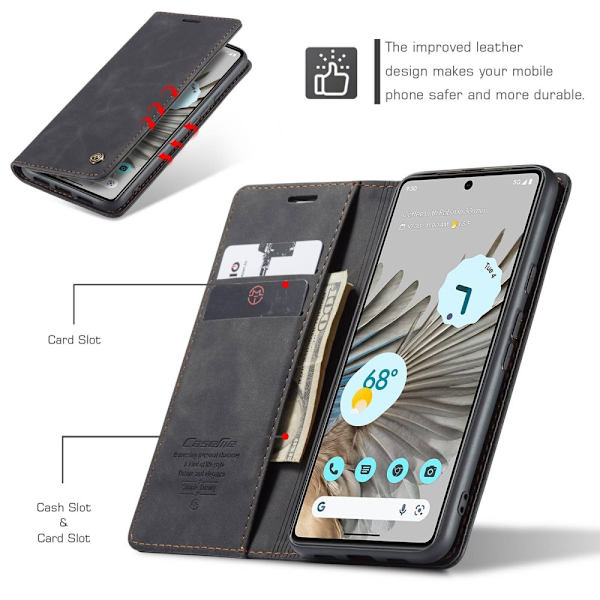CaseMe Slim Pungetui Google Pixel 7 Pro Sort