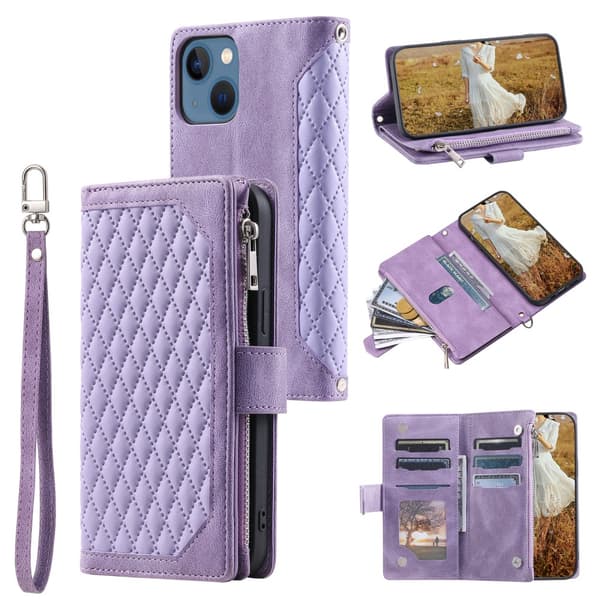 iPhone 15 Pungetui Polstret Lilla
