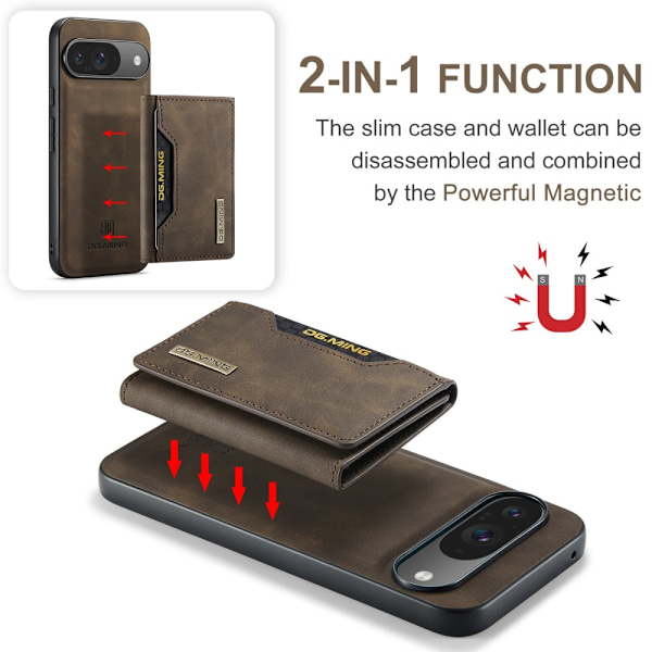 DG.MING Magnetic Card Slot Case Google Pixel 9 Pro Brown