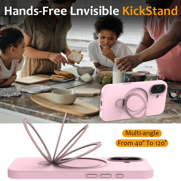 Silikonskal Kickstand MagSafe iPhone 16 Rosa