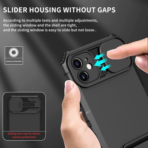 Kickstand Cover iPhone 15 Kamerabeskyttelse Sort
