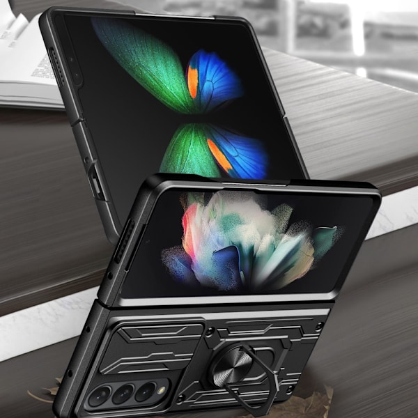 Hybridskal Samsung Galaxy Z Fold 4 Ring + Kameraskydd Svart