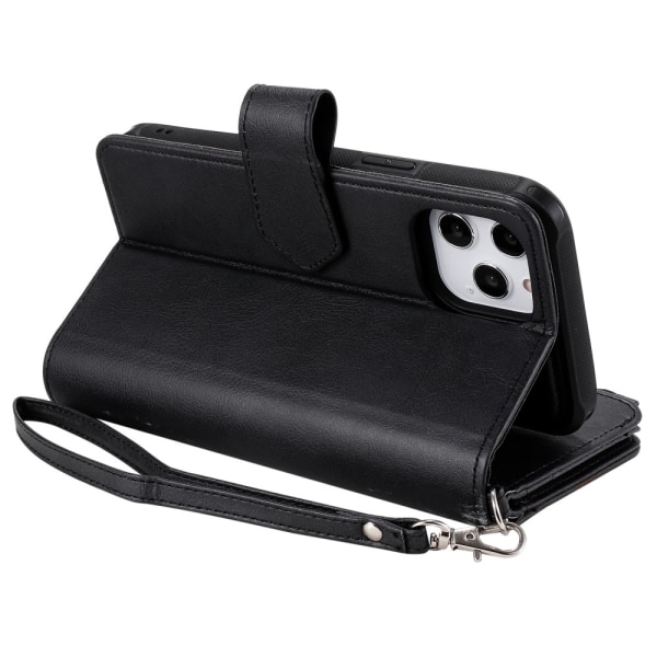 Magnetisk pung med lynlås i læder til iPhone 12 Pro Max Sort