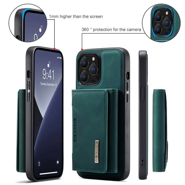 DG.MING 2-i-1 Magnetiskt Skal Med Kortfack iPhone 16 Pro Grön