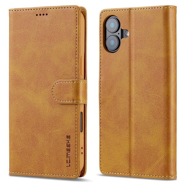 LC.IMEEKE Lompakkokotelo iPhone 16 Cognac