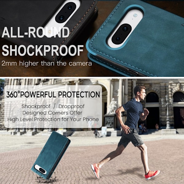 CaseMe Slim Pungetui Google Pixel 8a Blå