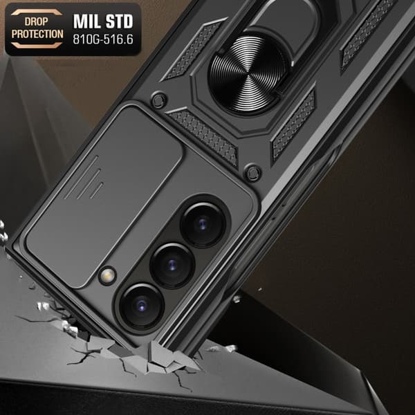 Hybridskal Samsung Galaxy Z Fold 6 Ring + Kamerabeskyttelse Sort