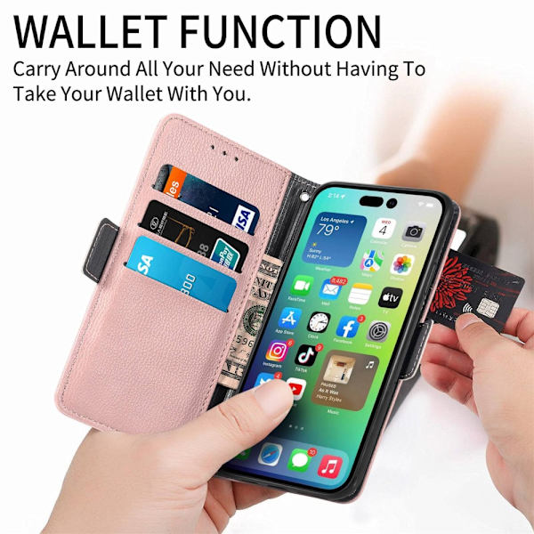 iPhone 14 Pro Max -lompakkokotelo Kukka Ruusukulta