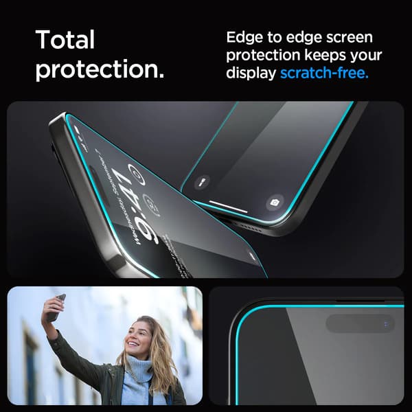 Spigen iPhone 15 Pro Skärmskydd GLAS.tR EZ Fit 2-Pack