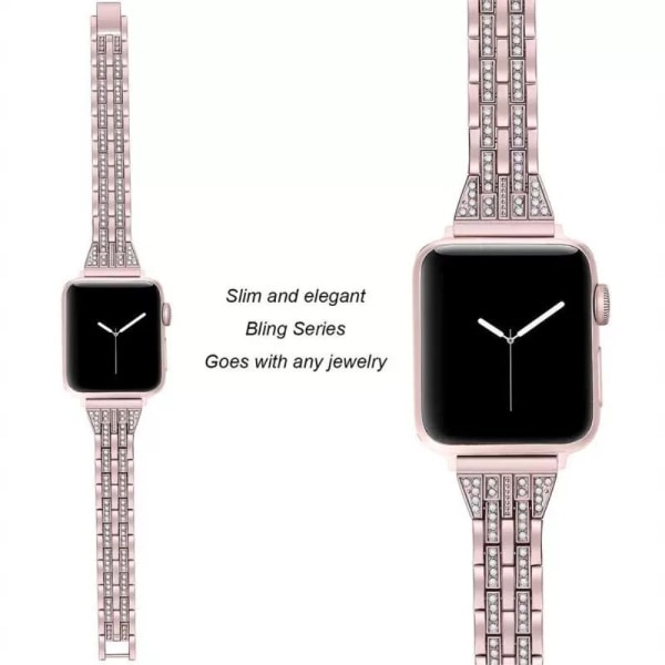 Slim Bling -rannekoru Apple Watch 38/40/41 mm, roosa