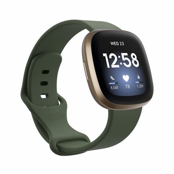 Fitbit Versa 3/Sense -tummanvihreä silikoniranneke