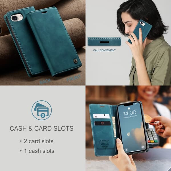 CaseMe Slim Plånboksfodral iPhone 16e Blå