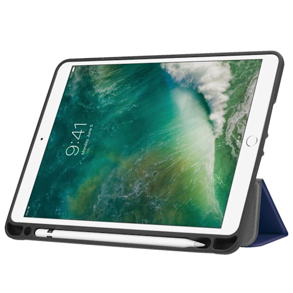 iPad 9.7 5. sukupolven (2017) -kotelo, kolminkertainen kotelo kynätelineellä, sininen